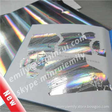 New Special Glossy Holographic Destructible Vinyl,glossy Silver Column Holographic Destructive Vinyl Materials,hologram 